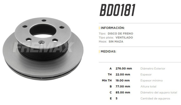Imagen de DISCO DE FRENO MERCEDES BENZ SPRINTER 310/313/413 2002-97/99