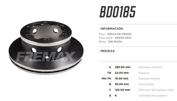 Imagen de DISCO DE FRENO TRASERO M-BENZ SPRINTER 313/412D/413/413CDI