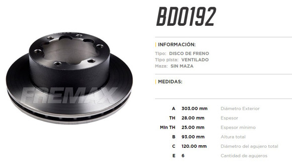 Imagen de DISCO DE FRENO TRASERO M-BENZ SPRINTER 413/415/515
