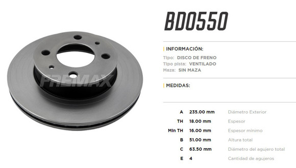 Imagen de DISCO DE FRENO HYUNDAI ATOS/PRIME 1.0