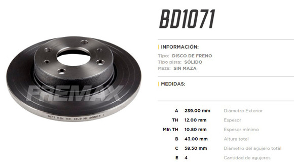 Imagen de DISCO DE FRENO LADA SAMARA/2108/2109