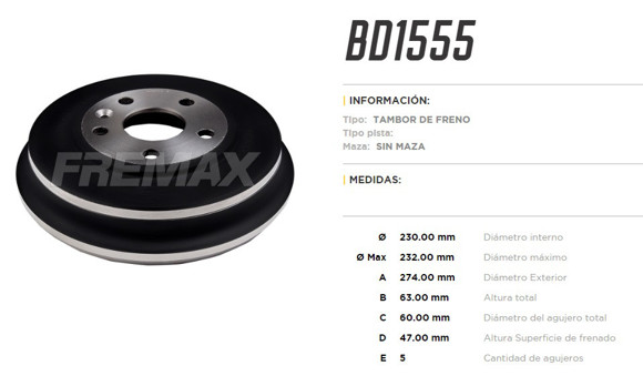 Imagen de CAMPANA DE FRENO CHEVROLET TRACKER 1.8 16V 4X2 2013