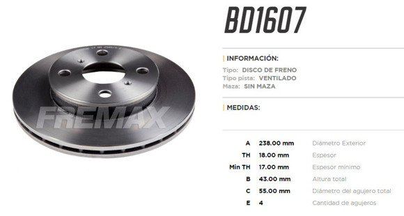 Imagen de DISCO DE FRENO DELANTERO TOYOTA TERCEL 1990-1997