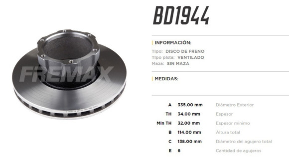 Imagen de DISCO DE FRENO MERCEDES BENZ ACCELO 915C/1016 (VENTILADO)