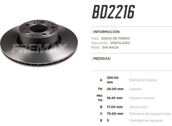Imagen de DISCO FRENO TRAS VENT BMW X3 11. . . X4 14. . . 330MM