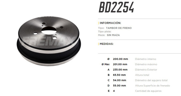 Imagen de CAMPANA DE FRENO TOYOTA COROLLA DIESEL 1985-1992