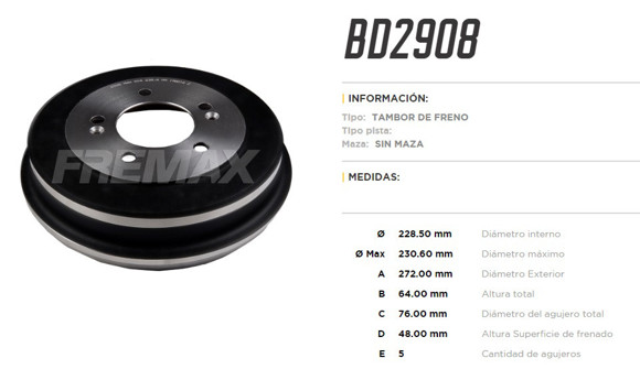 Imagen de CAMPANA DE FRENO HYUNDAI TUCSON 2.0/2.7 2005-2012