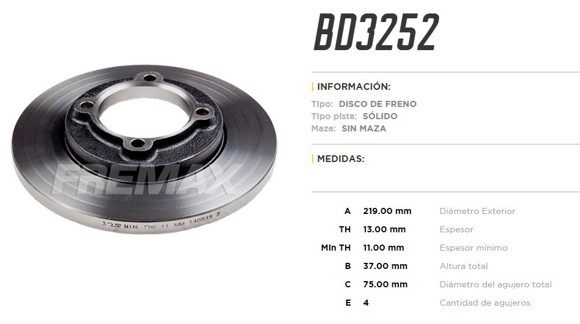 Imagen de DISCO DE FRENO FORD FESTIVA 1987-1993/KIA PRIDE 1991-