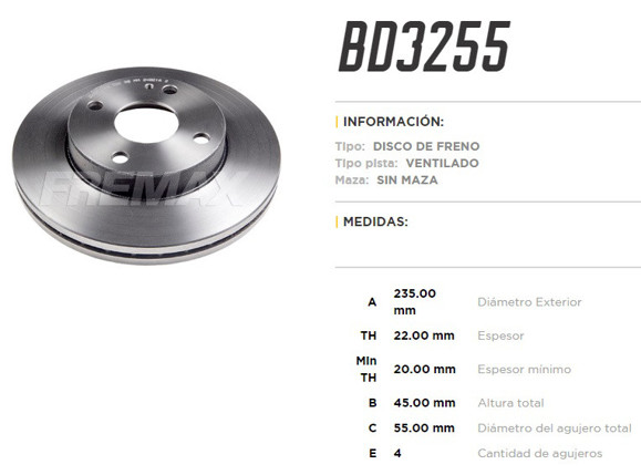 Imagen de DISCO FRENO DEL VENT MAZDA 323 1.5/1.6 16V 94. . . 235MM