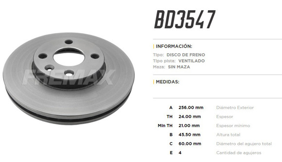 Imagen de DISCO DE FRENO CHEVROLET COBALT/SPIN 1.8/SONIC 1.6 2012-