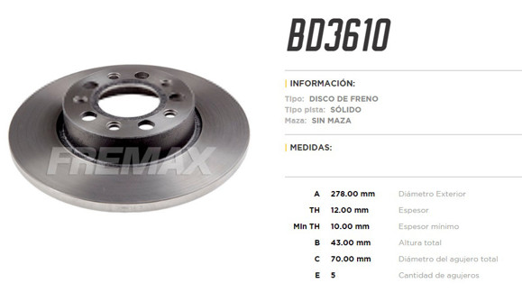 Imagen de DISCO DE FRENO TRASERO JEEP RENEGADE 1.8/2.0 2015-