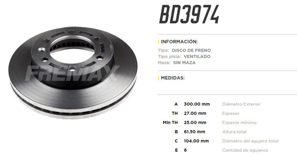 Imagen de DISCO DE FRENO CHEVROLET S10 2017- 4X4/4X2