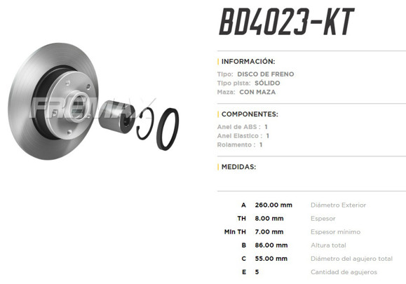 Imagen de DISCO DE FRENO RENAULT FLUENCE/MEGANE 1.6/2.0 (KIT)