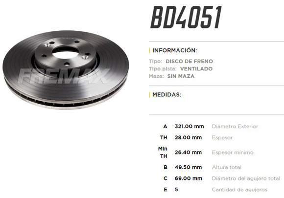 Imagen de DISCO FRENO DEL VENT HYUNDAI VERACRUZ 3.8 07-12 SANTA FE