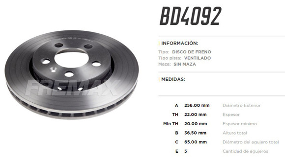 Imagen de DISCO DE FRENO TRASERO VW BORA 1.8T/SURAN 2011