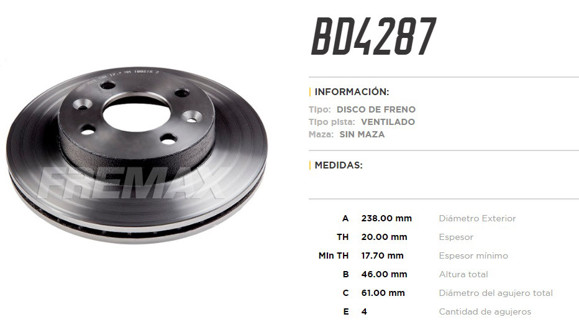 Imagen de DISCO DE FRENO RENAULT R18D-TD/FUEGO 1983-1986