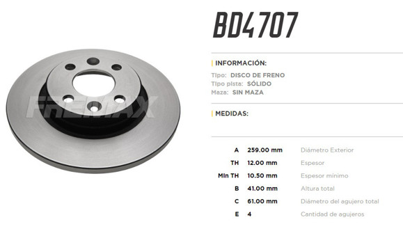 Imagen de DISCO DE FRENO RENAULT SANDERO/LOGAN 1.4/1.6 8V 07-1.5DCI