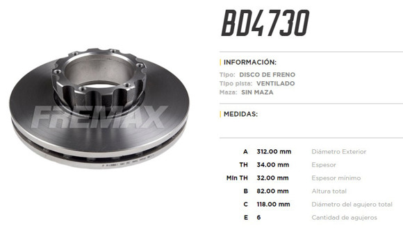 Imagen de DISCO DE FRENO MERCEDES BENZ 712C/812/814/912C/914C/LO915