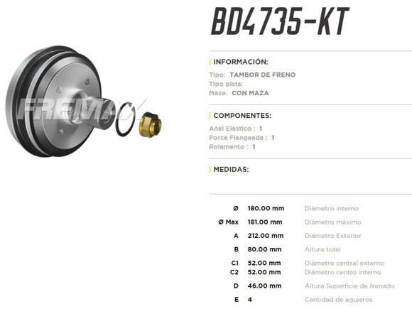 Imagen de CAMPANA DE FRENO CITROEN AX/SAXO PEUGEOT 106/206/207 (KIT)