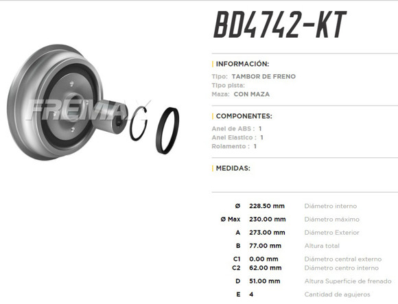Imagen de CAMPANA DE FRENO CITROEN AIRCROSS/C3 (KIT)