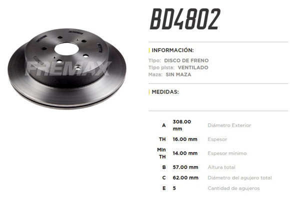 Imagen de DISCO FRNO. TRAS. VENT. SUZUKI GRAND VITARA 2.0/2.4/3.2