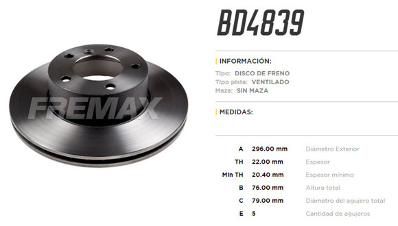 Imagen de DISCO DE FRENO BMW SERIE 5 95-E39/525 TDS 1995-