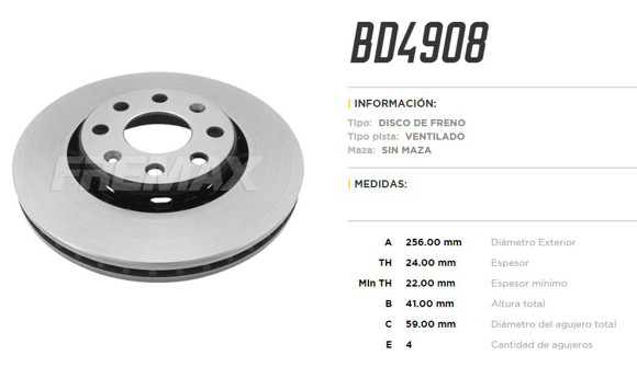 Imagen de DISCO DE FRENO CHEVROLET AVEO 1.6