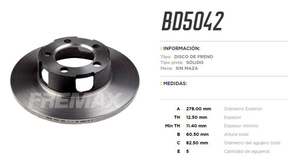Imagen de DISCO DE FRENO FORD FALCON 1969-1991