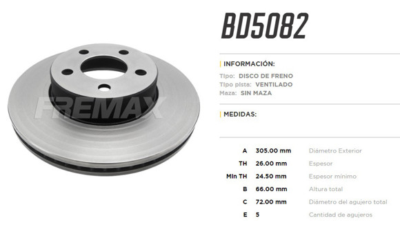 Imagen de DISCO DE FRENO FORD RANGER/EXPLORER 4X4 2001-2008