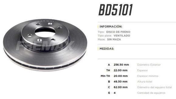 Imagen de DISCO DE FRENO HYUNDAI ACCENT 2006-2011 KIA RIO 2006-
