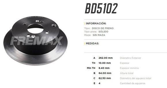 Imagen de DISCO FRENO TRAS HYUNDAI ACCENT 1.5 CRDI/I10 1.2/I20 284MM