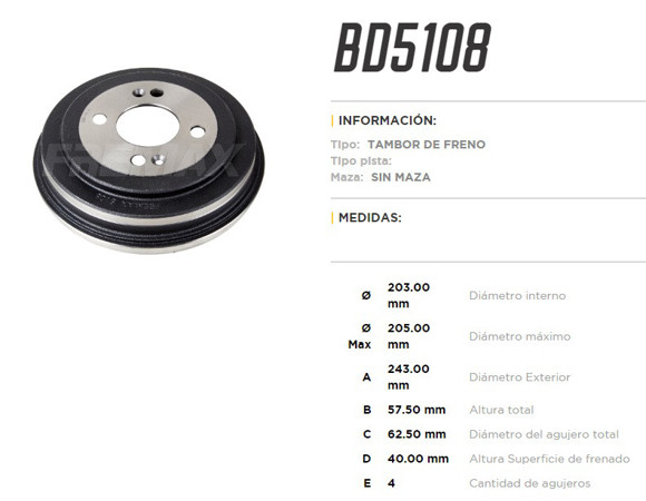 Imagen de CAMPANA FR TRAS HYUNDAI ACCENT 05-11 GRAND I10 1.2