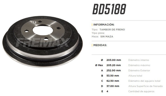 Imagen de CAMPANA DE FRENO HYUNDAI ACCENT 1.4/KIA RIO 1.2/1.4 2012-