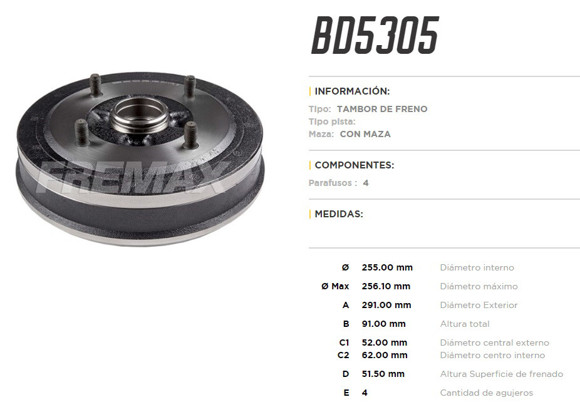 Imagen de CAMPANA DE FRENO RENAULT TRAFIC 1993-