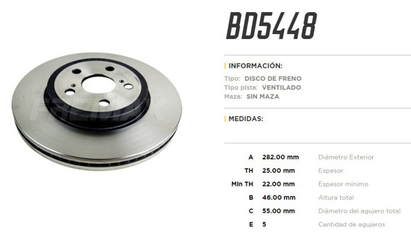 Imagen de DISCO DE FRENO VENT DEL TOYOTA COROLLA 1.8/2.0 2020. . .