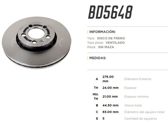 Imagen de DISCO FRNO DEL. VENT. VW VIRTUS/T-CROSS/POLO 1.0TSI 18. . .