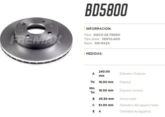 Imagen de DISCO FRENO DEL VENT NISSAN 100/NX 91-3 SENTRA B12/B13/N14