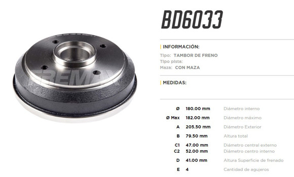 Imagen de CAMPANA DE FRENO CHEVROLET SPARK/CHERY QQ 0.8/1.1