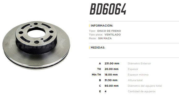 Imagen de DISCO DE FRENO DELANTERO SUZUKI ALTO 1.0 2009 (VENTILADO)
