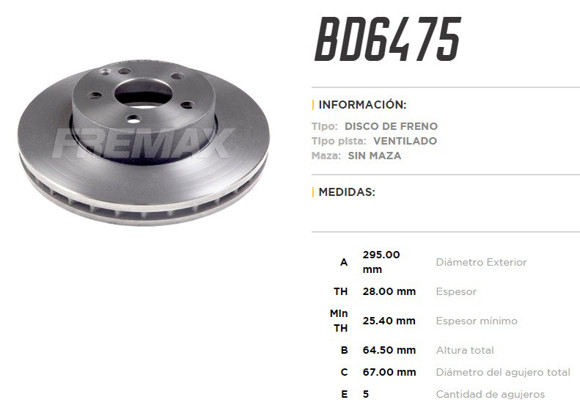 Imagen de DISCO FRENO M-BENZ CLASE C 07. . . C200/C220/C230C/250/C280
