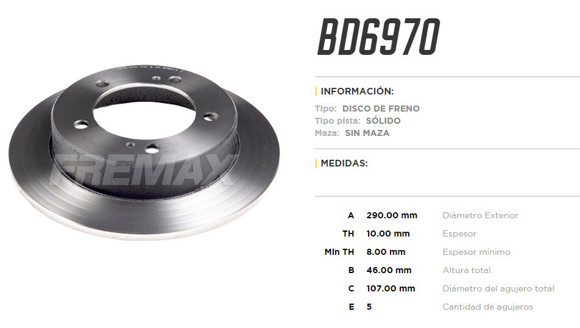 Imagen de DISCO DE FRENO DEL SUZUKI SIDEKICK 1989-98 /VITARA 1988-