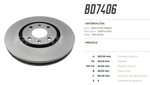 Imagen de DISCO DE FRENO PEUGEOT 406 2.0I 16V/1.9TD/2.1TD