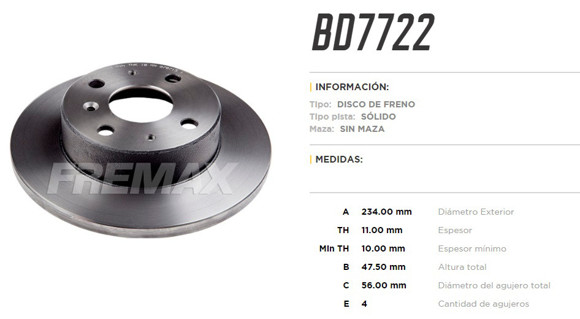Imagen de DISCO DE FRENO DAIHATSU CHARADE 1993-/LIFAN 320 2010-