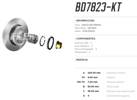 Imagen de DISCO DE FRENO TRASERO RENAULT MEGANE/CLIO 16V (KIT)