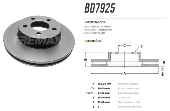 Imagen de DISCO DE FRENO FORD RANGER 4X4 1995-2007 EXPLORER 95-15