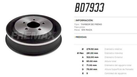 Imagen de DISCO DE FRENO TRASERO FORDD RANGER 2008