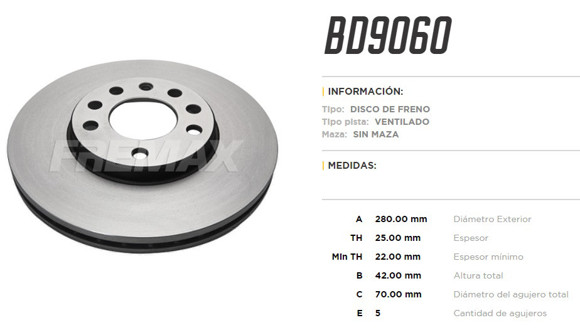 Imagen de DISCO DE FRENO CHEVROLET ASTRA-ZAFIRA 2.0 16V