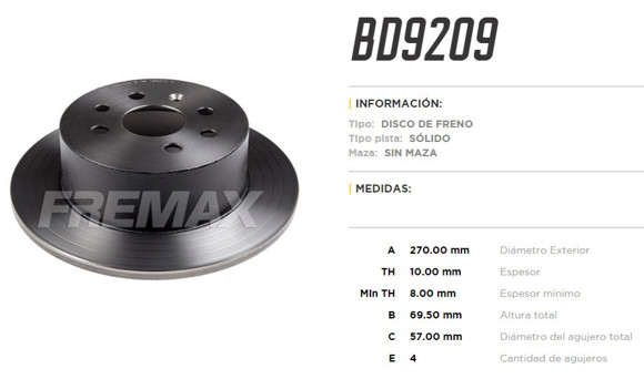 Imagen de DISCO DE FRENO TRASERO CHEVROLET ASTRA/VECTRA/VECTRA GT