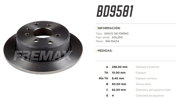 Imagen de DISCO DE FRENO TRASERO BMW (MODELOS EN DESCRIPCION)