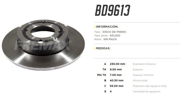Imagen de DISCO DE FRENO TRASERTO VW SAVEIRO 2014-